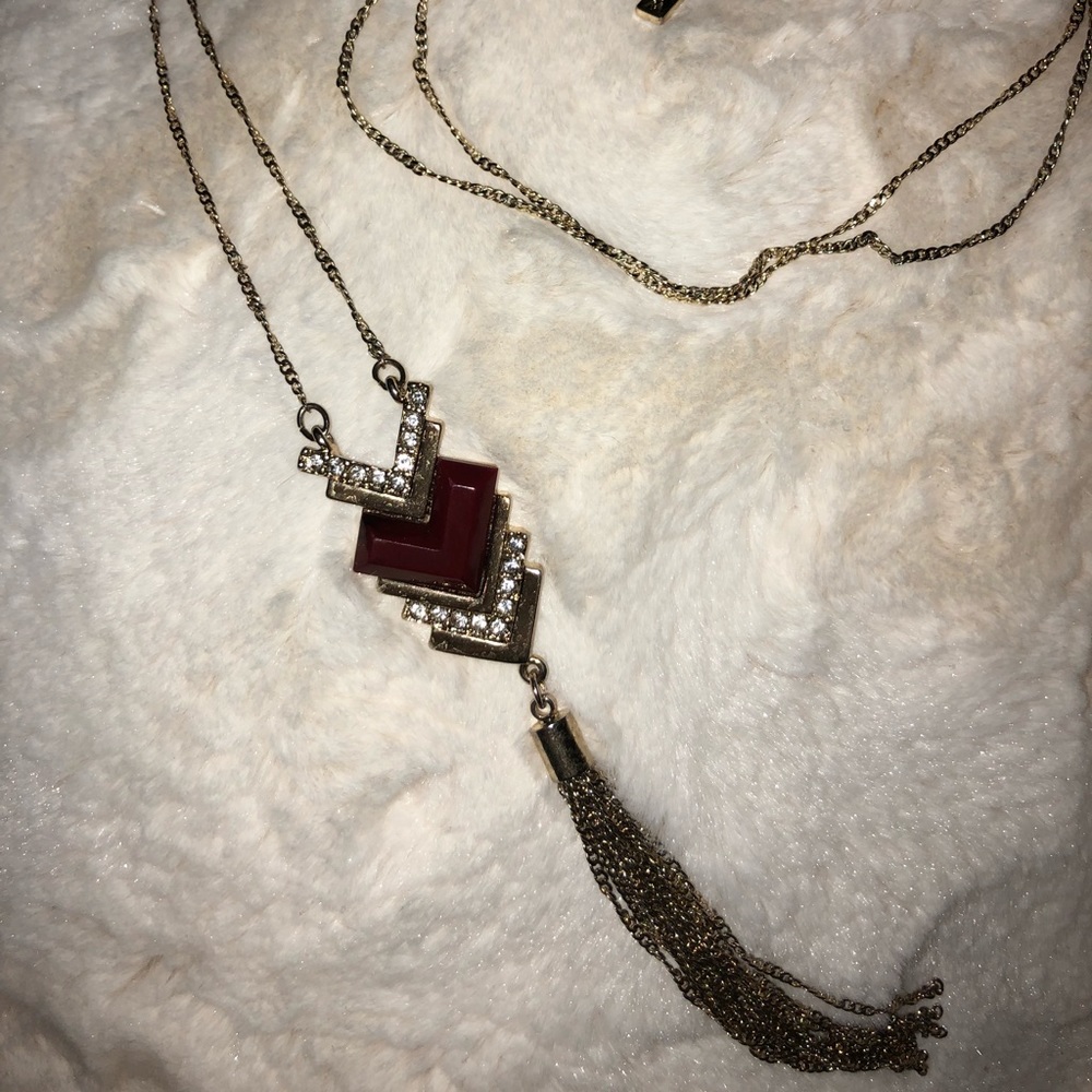 WHBM Linear Chain Tassel Necklace